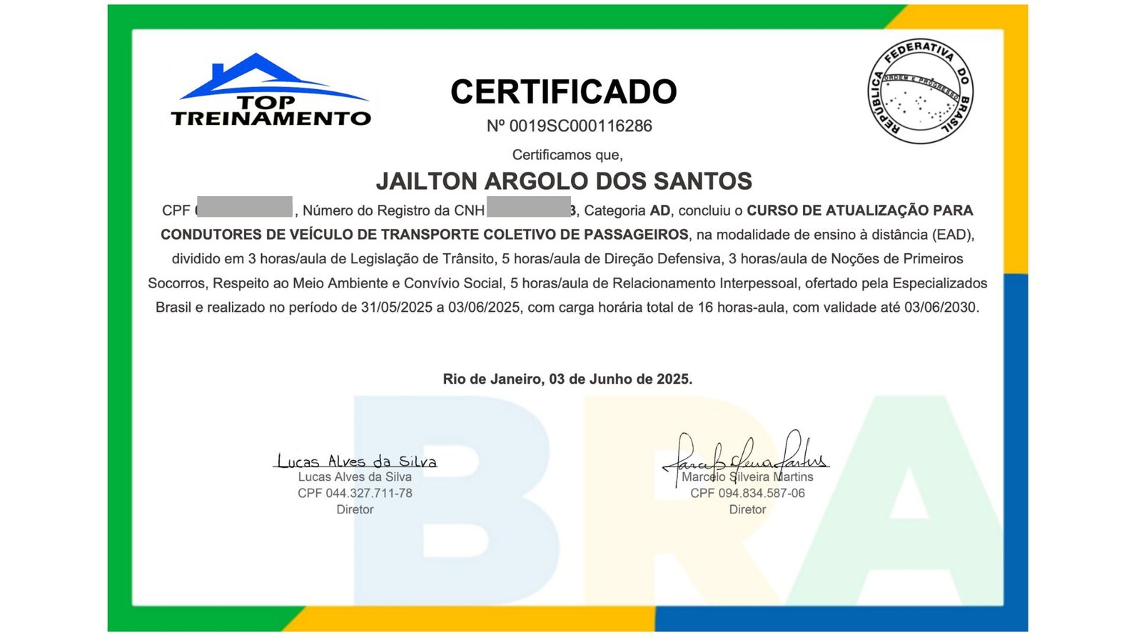 Exemplo de Certificado